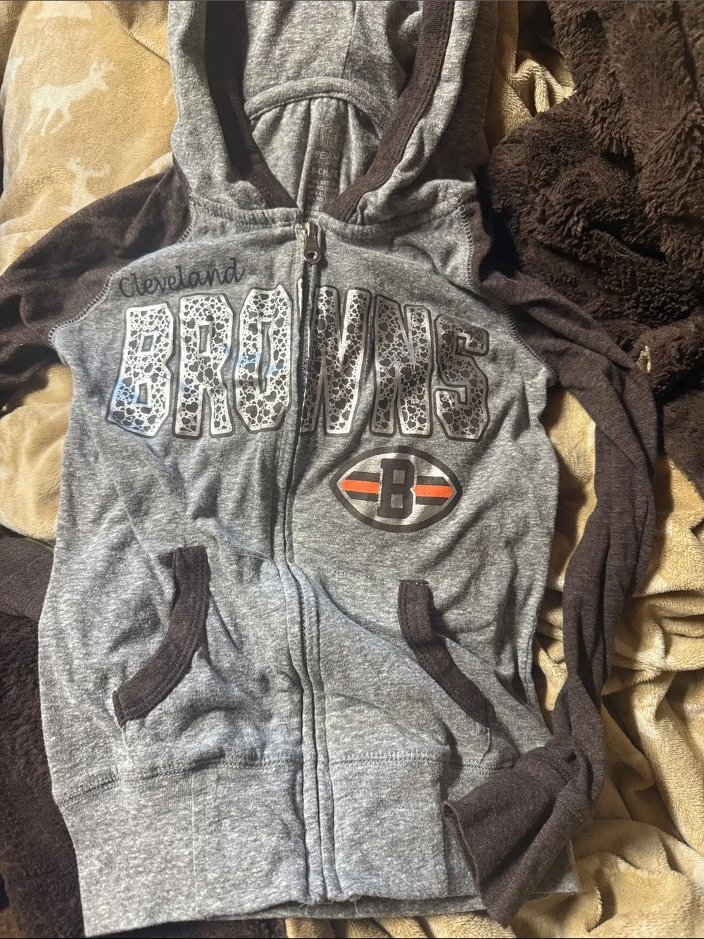 Cleveland Browns kids Gray Zip Hoodie Sweater